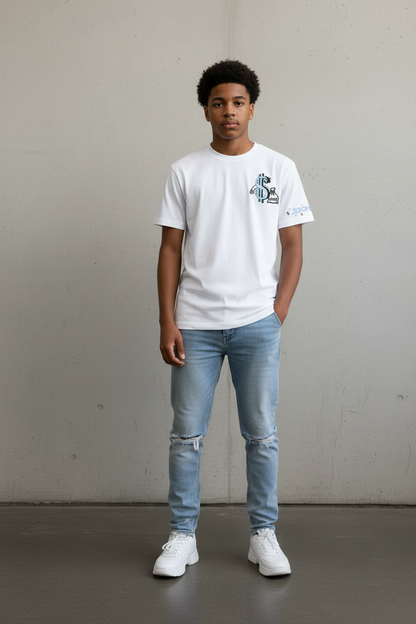 Hustle Hard - White and Blue