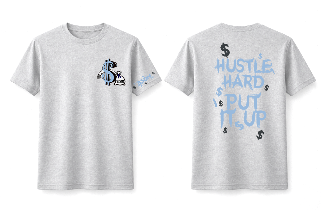 Hustle Hard - White and Blue