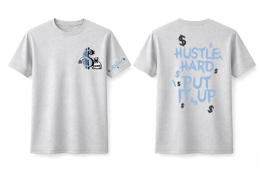 Hustle Hard - Gray and Light Blue