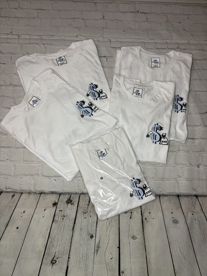 Hustle Hard - White and Blue