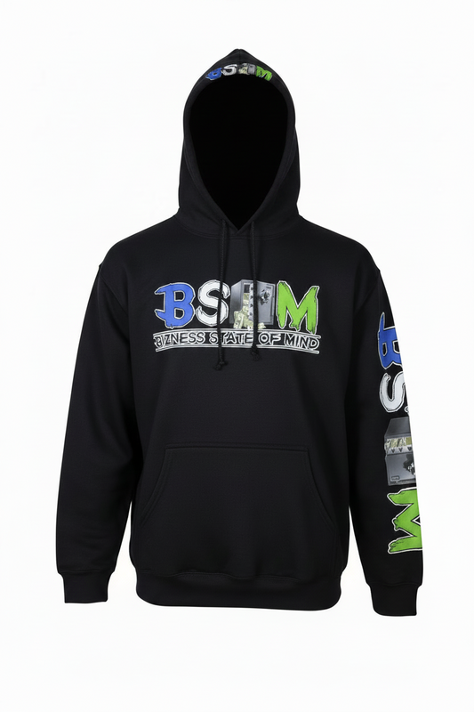 Black Hoodie and BSOM Hat