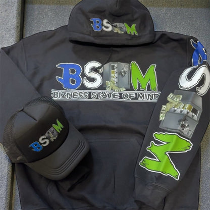 Black Hoodie and BSOM Hat
