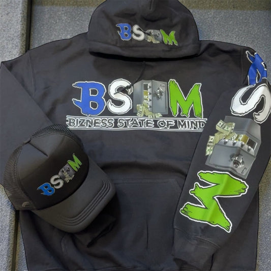 Black Hoodie and BSOM Hat